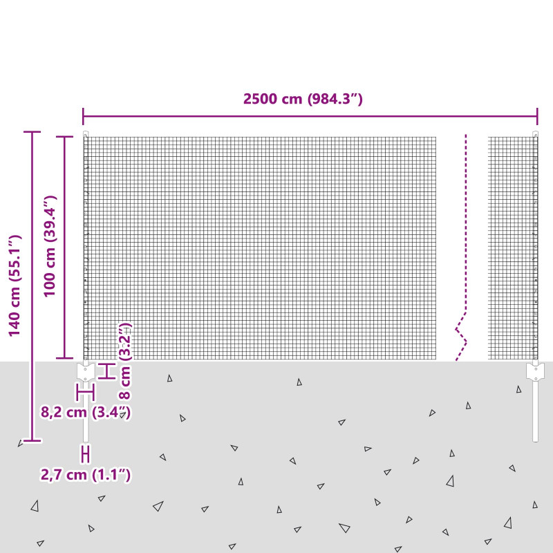 Ogrodzenie z słupkiem Zielony 1 x 25 m Stal