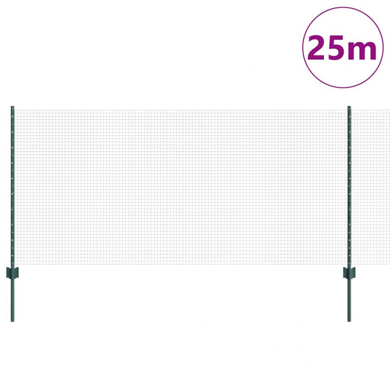 Ogrodzenie z słupkiem Zielony 1 x 25 m Stal