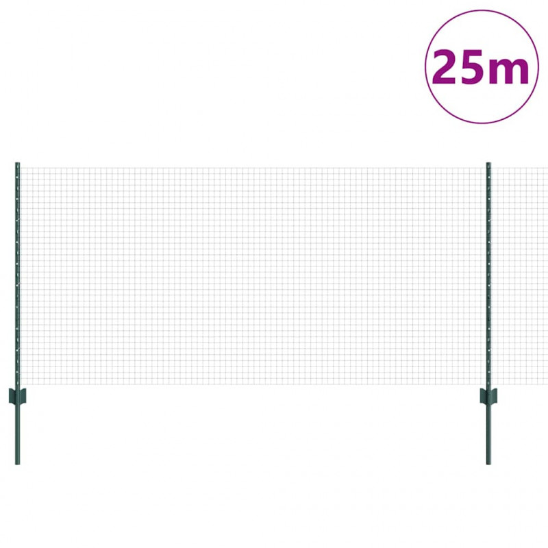 Ogrodzenie z słupkiem Zielony 1 x 25 m Stal