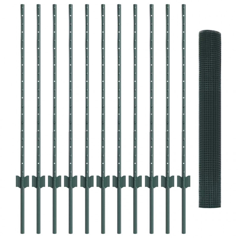 Ogrodzenie z słupkiem Zielony 1 x 25 m Stal