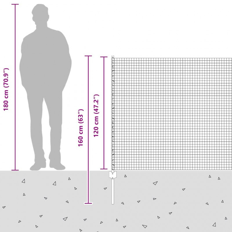 Ogrodzenie z słupkiem Zielony 1,2 x 25 m Stal i PVC
