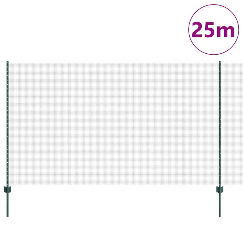Ogrodzenie z słupkiem Zielony 1,4 x 25 m Stal i PVC