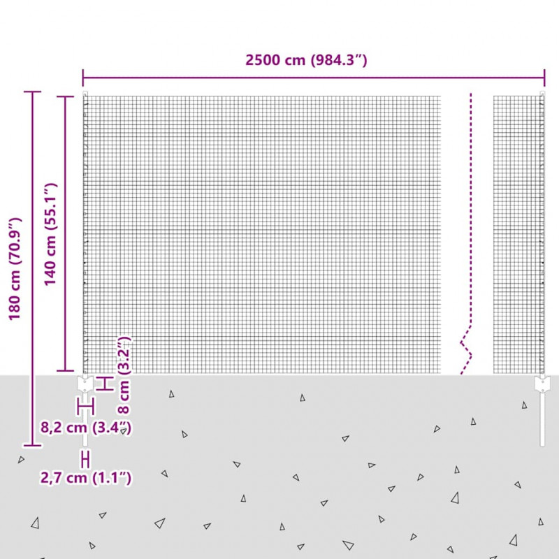 Ogrodzenie z słupkiem Zielony 1,4 x 25 m Stal i PVC