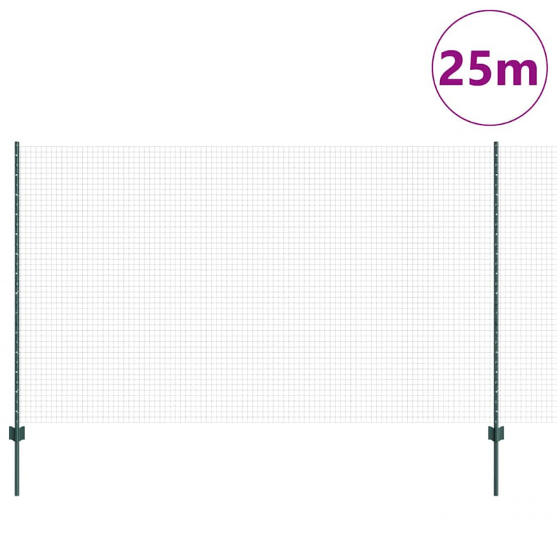 Ogrodzenie z słupkiem Zielony 1,4 x 25 m Stal i PVC