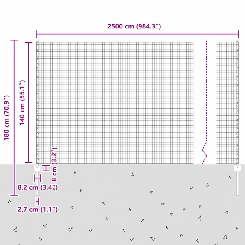 Ogrodzenie z słupkiem Zielony 1,4 x 25 m Stal i PVC