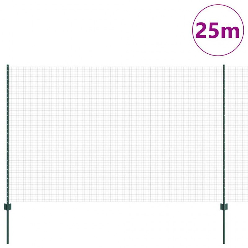 Ogrodzenie z słupkiem Zielony 1,5 x 25 m Stal
