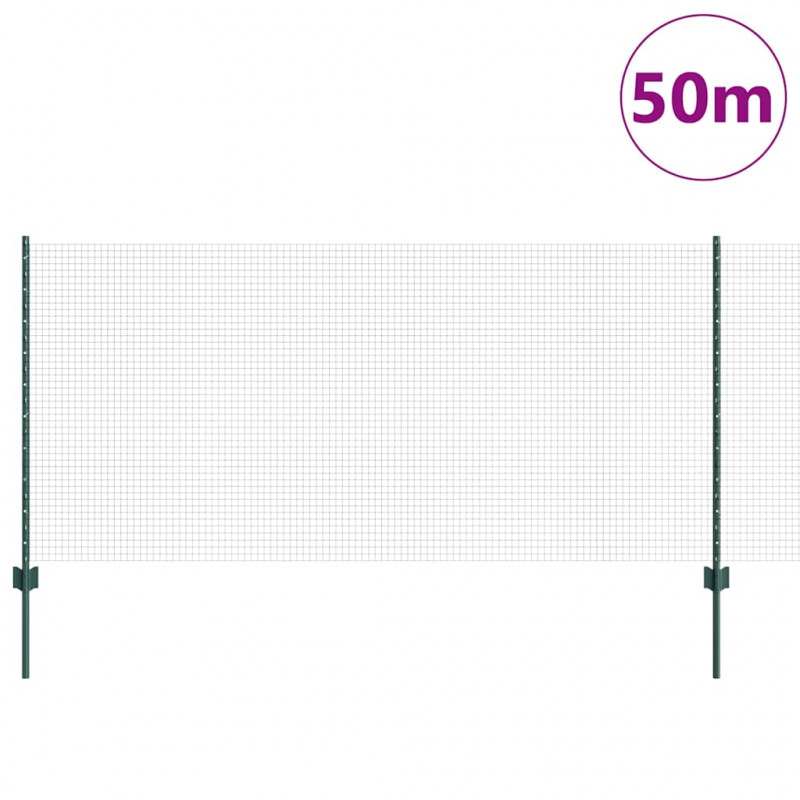 Ogrodzenie z słupkiem Zielony 1 x 50 m Stal i PVC