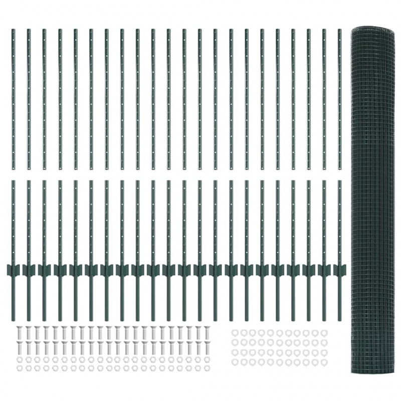 Ogrodzenie z słupkiem Zielony 1,2 x 50 m Stal i PVC
