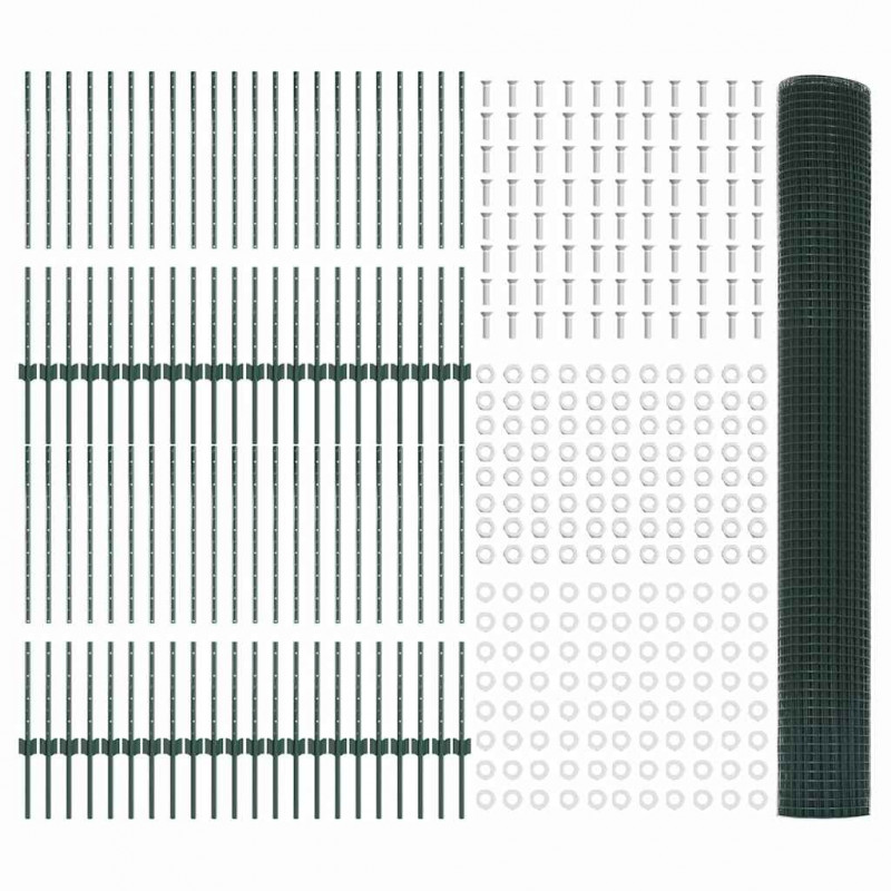 Ogrodzenie z słupkiem Zielony 1 x 100 m Stal i PVC