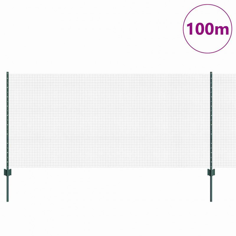 Ogrodzenie z słupkiem Zielony 1 x 100 m Stal i PVC