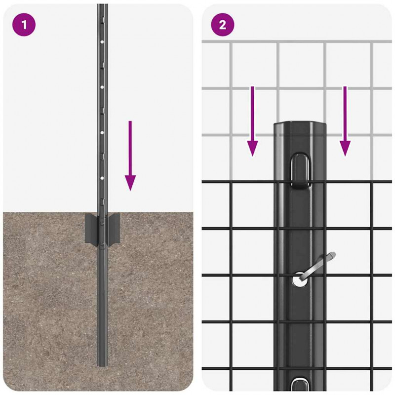 Ogrodzenie z słupkiem Szary 0,6 x 10 m Stal i PVC