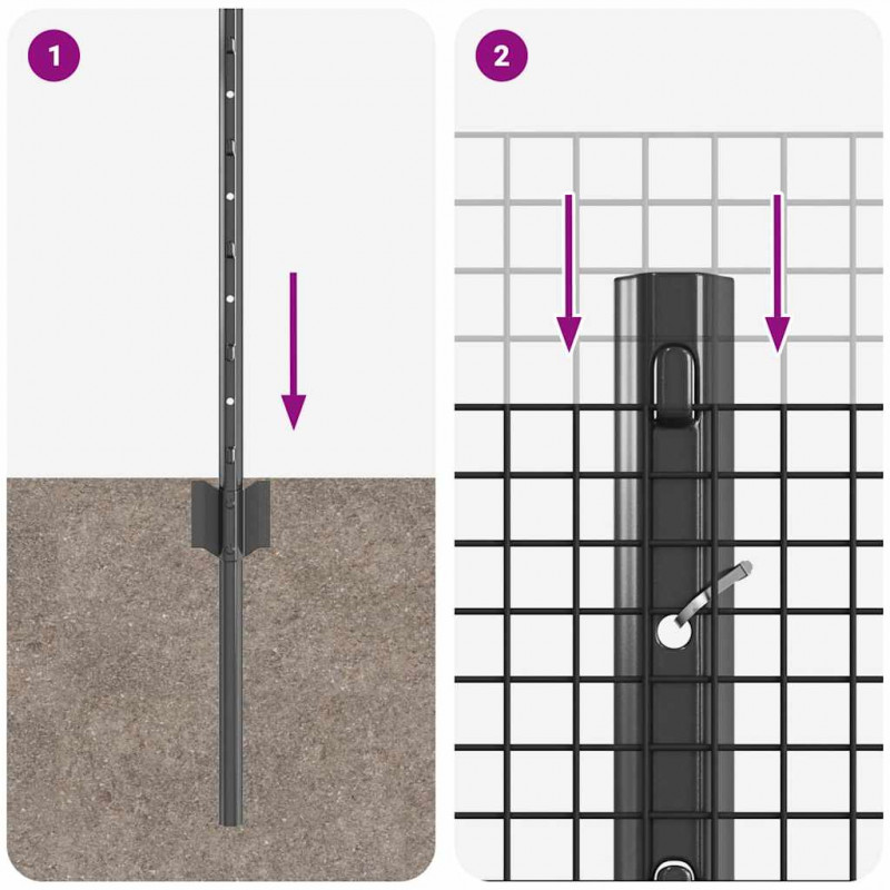 Ogrodzenie z słupkiem Szary 0,8 x 10 m Stal i PVC