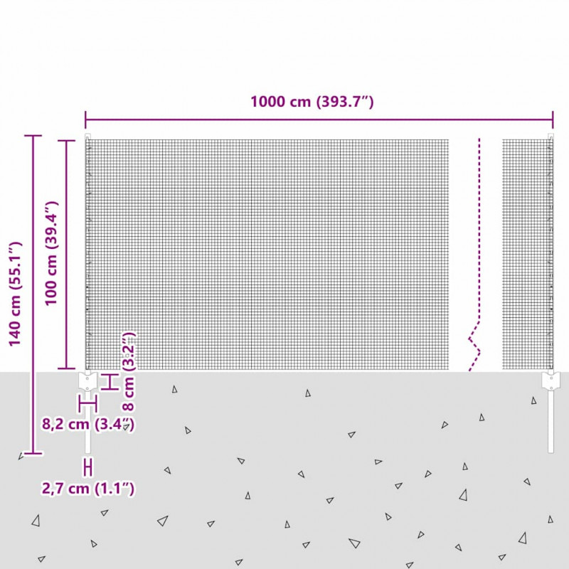 Ogrodzenie z słupkiem Szary 1 x 10 m Stal