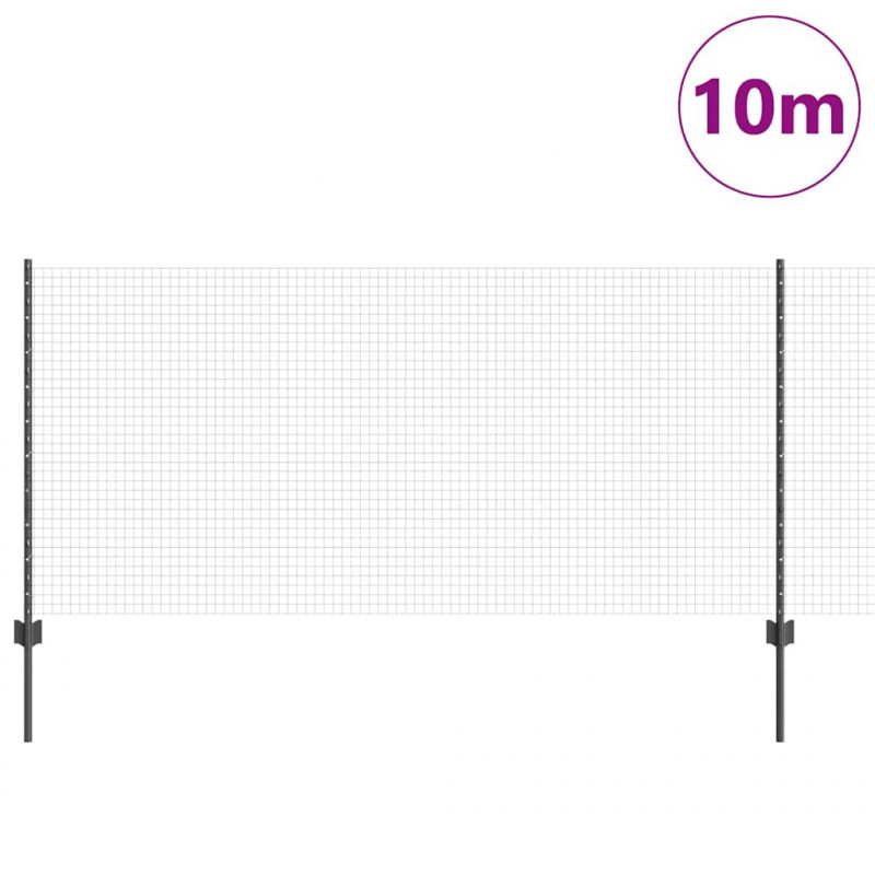 Ogrodzenie z słupkiem Szary 1 x 10 m Stal