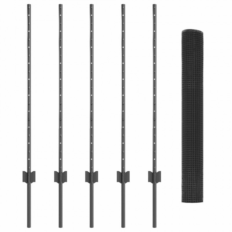 Ogrodzenie z słupkiem Szary 1 x 10 m Stal