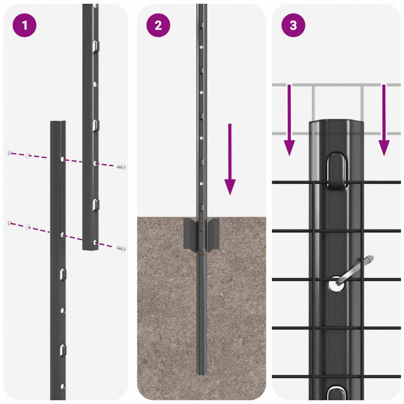Ogrodzenie z słupkiem Szary 1 x 10 m Stal