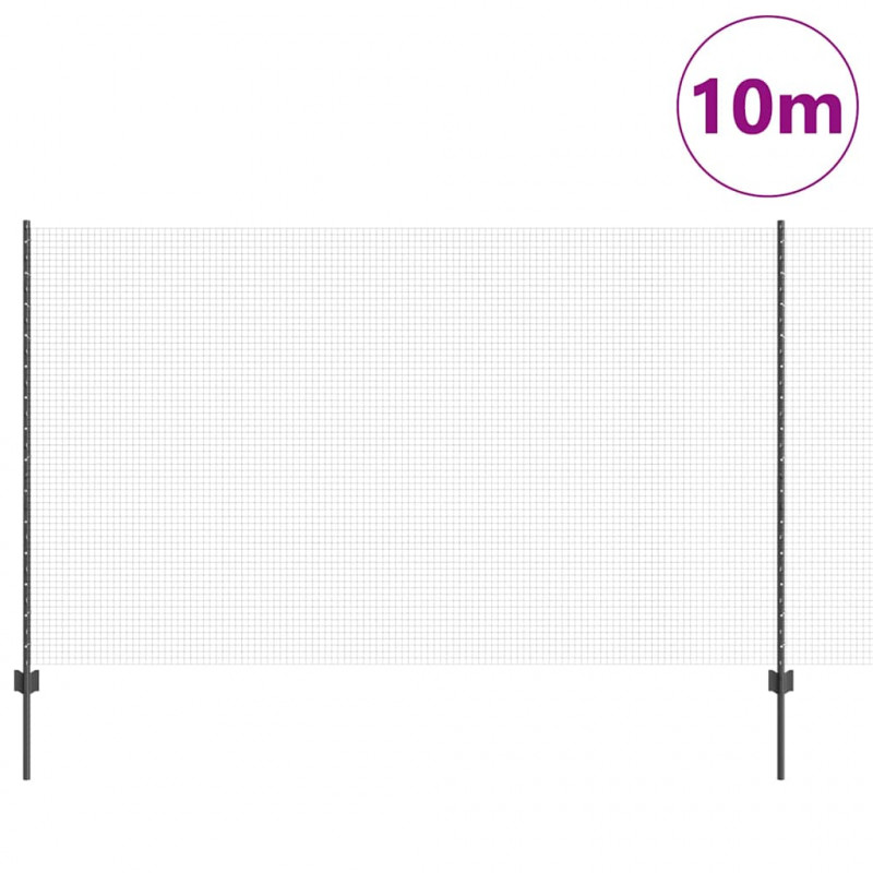 Ogrodzenie z słupkiem Szary 1,4 x 10 m Stal i PVC