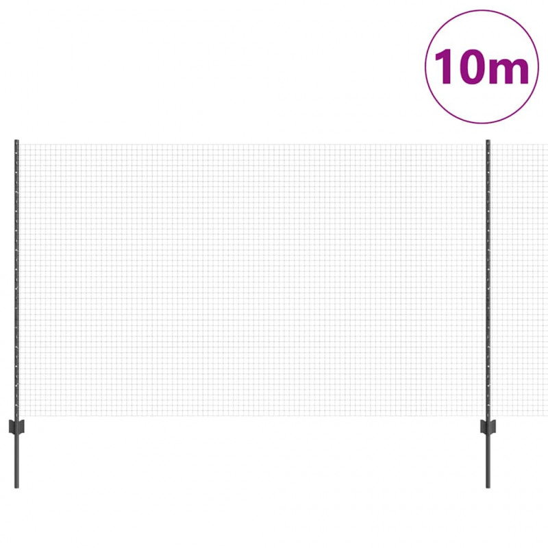 Ogrodzenie z słupkiem Szary 1,4 x 10 m Stal i PVC