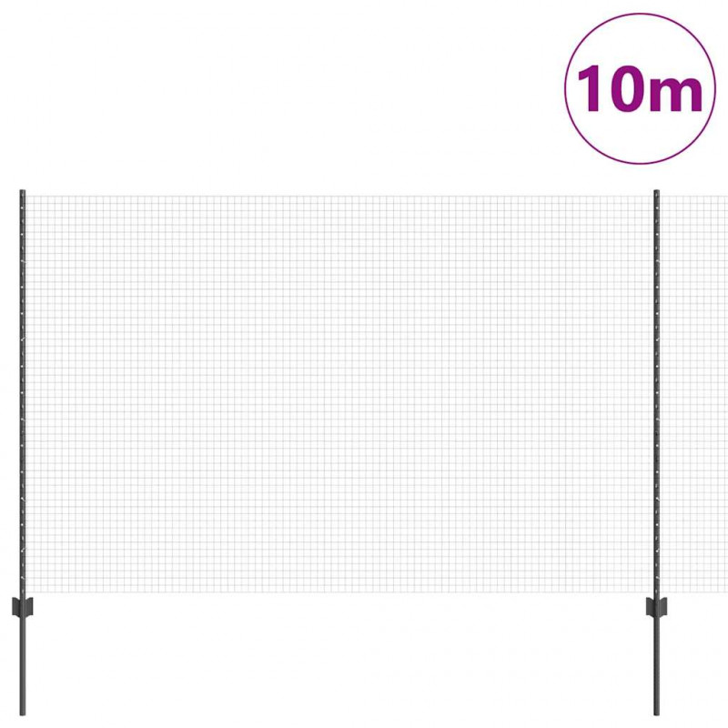 Ogrodzenie z słupkiem Szary 1,5 x 10 m Stal