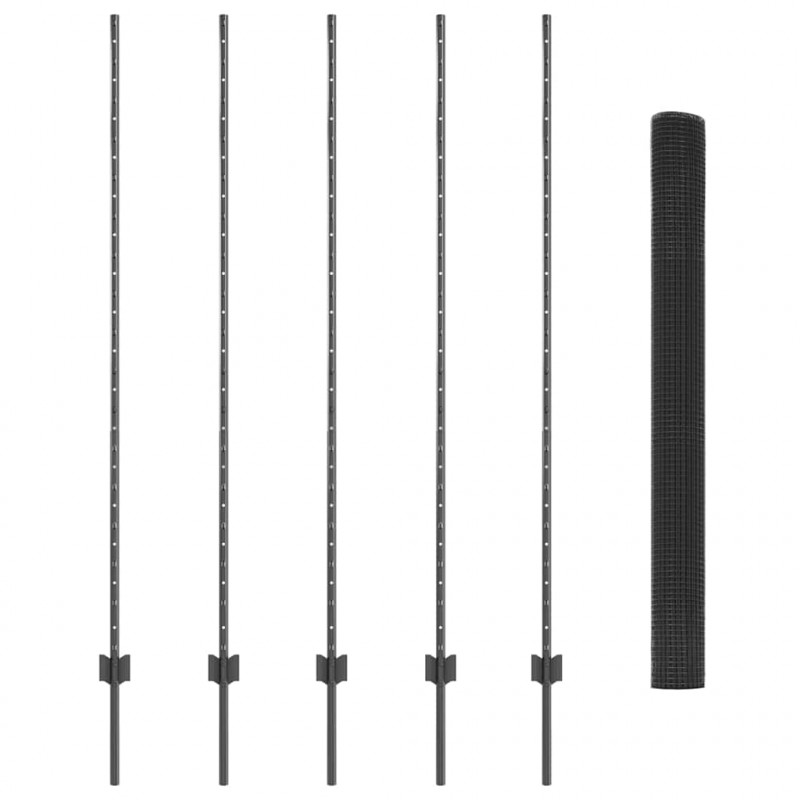 Ogrodzenie z słupkiem Szary 1,5 x 10 m Stal