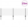 Ogrodzenie z słupkiem Szary 0,4 x 25 m Stal i PVC