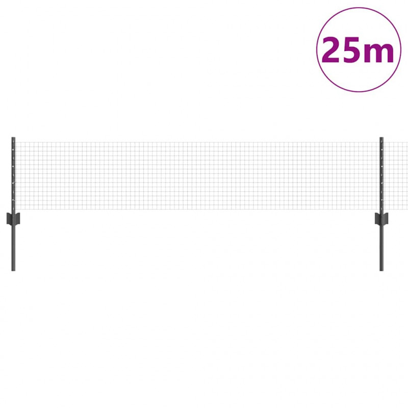 Ogrodzenie z słupkiem Szary 0,4 x 25 m Stal i PVC
