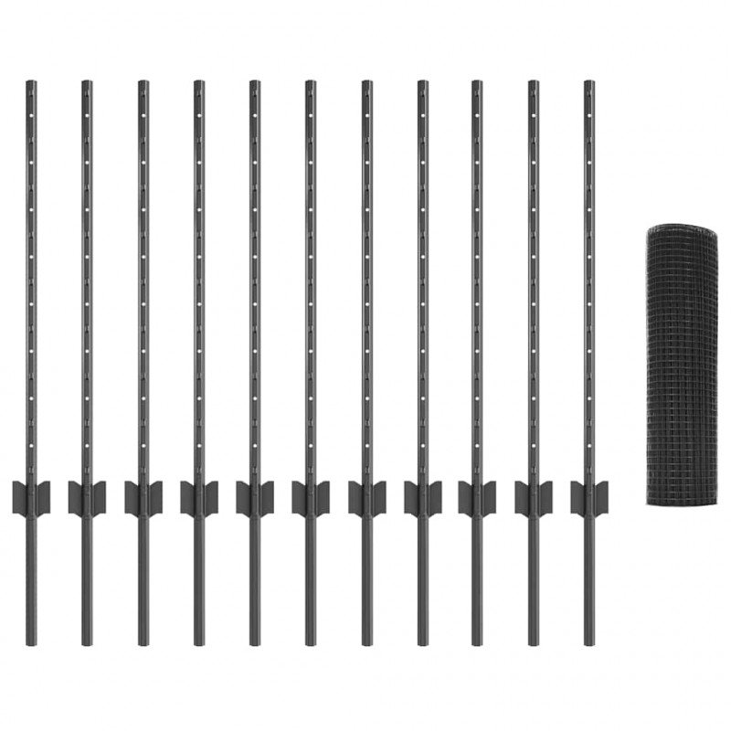 Ogrodzenie z słupkiem Szary 0,8 x 25 m Stal i PVC