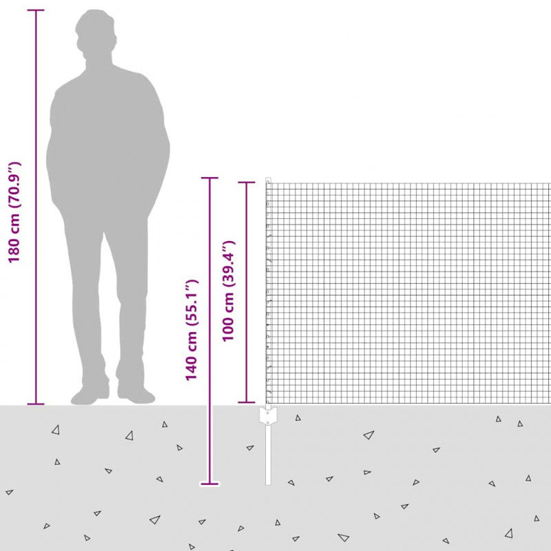 Ogrodzenie z słupkiem Szary 1 x 25 m Stal