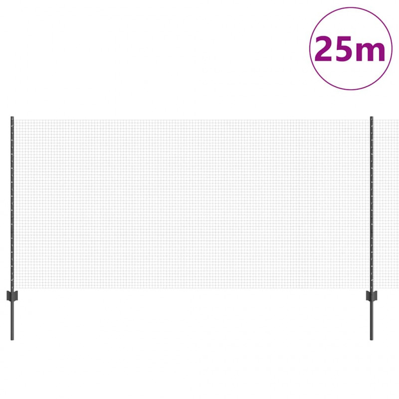 Ogrodzenie z słupkiem Szary 1,2 x 25 m Stal i PVC