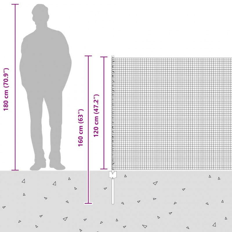 Ogrodzenie z słupkiem Szary 1,2 x 25 m Stal i PVC