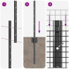 Ogrodzenie z słupkiem Szary 1,4 x 25 m Stal i PVC