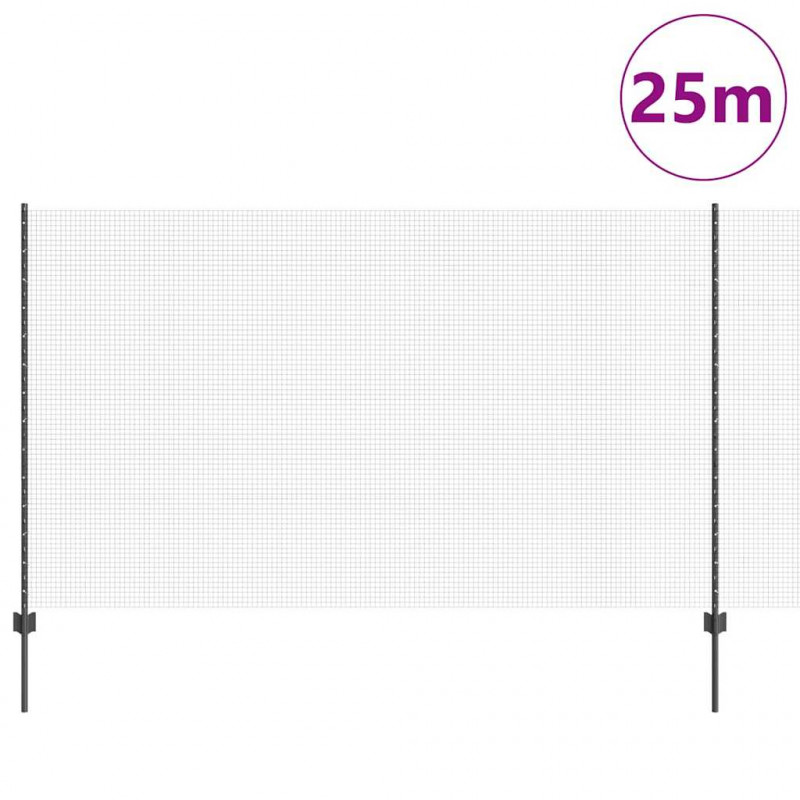 Ogrodzenie z słupkiem Szary 1,4 x 25 m Stal i PVC