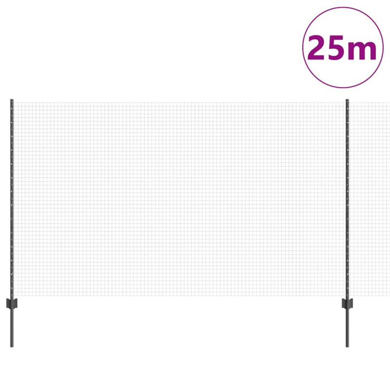 Ogrodzenie z słupkiem Szary 1,4 x 25 m Stal i PVC