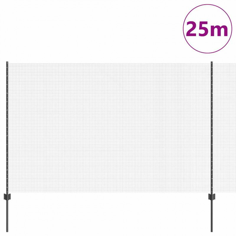 Ogrodzenie z słupkiem Szary 1,5 x 25 m Stal i PVC