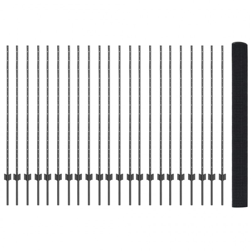 Ogrodzenie z słupkiem Szary 1,4 x 50 m Stal i PVC