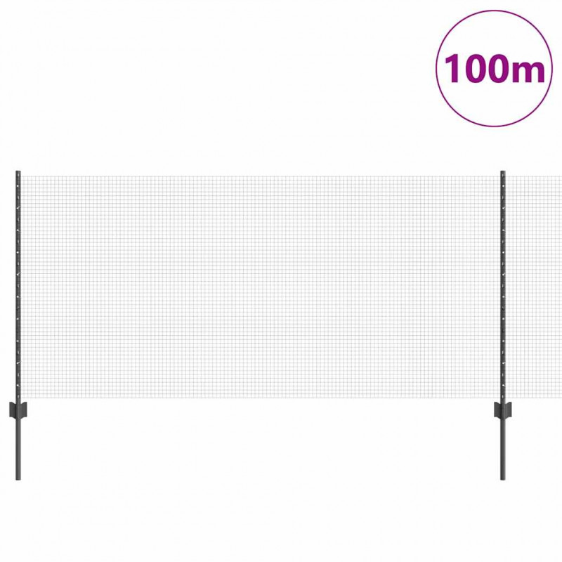 Ogrodzenie z słupkiem Szary 1 x 100 m Stal i PVC
