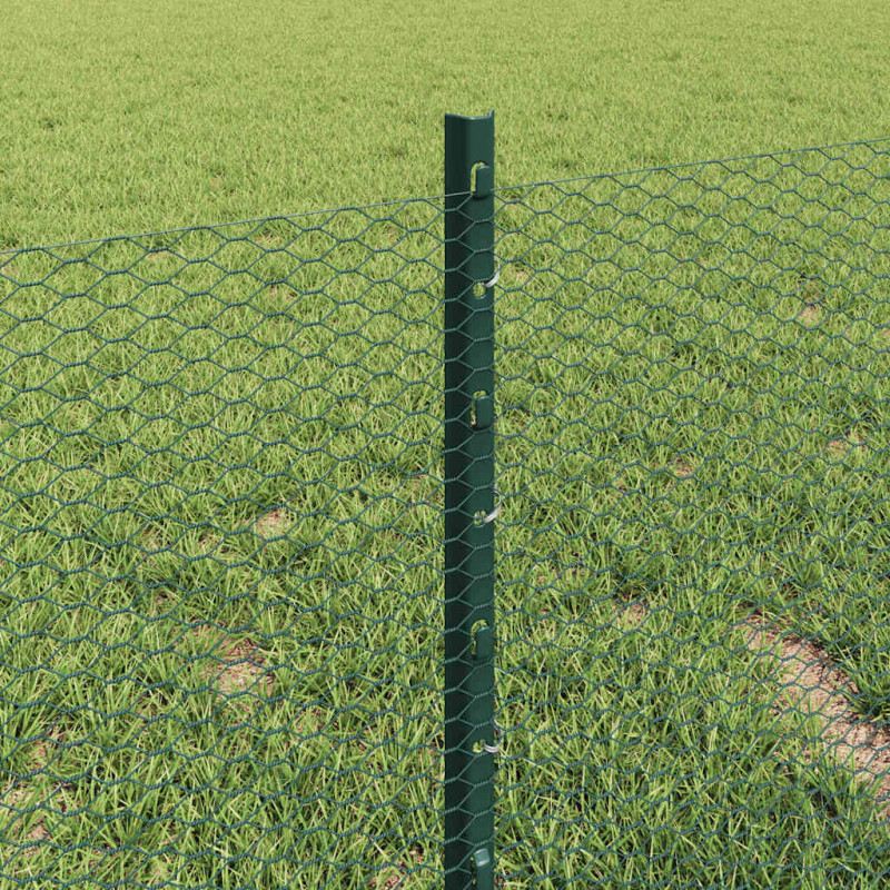 Ogrodzenie z słupkiem Zielony 0,4 x 10 m Stal i PVC