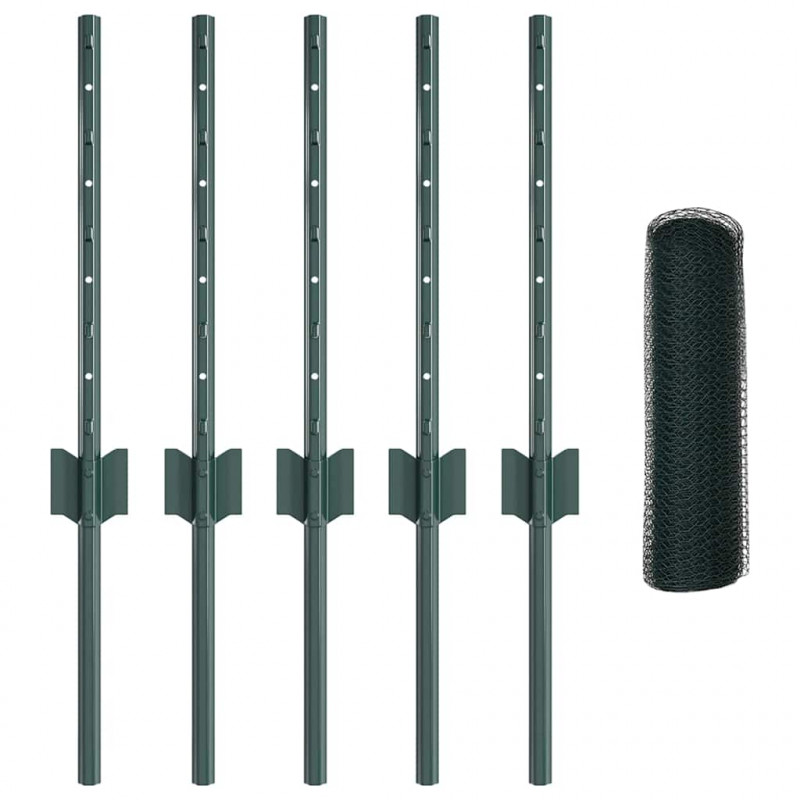 Ogrodzenie z słupkiem Zielony 0,4 x 10 m Stal i PVC