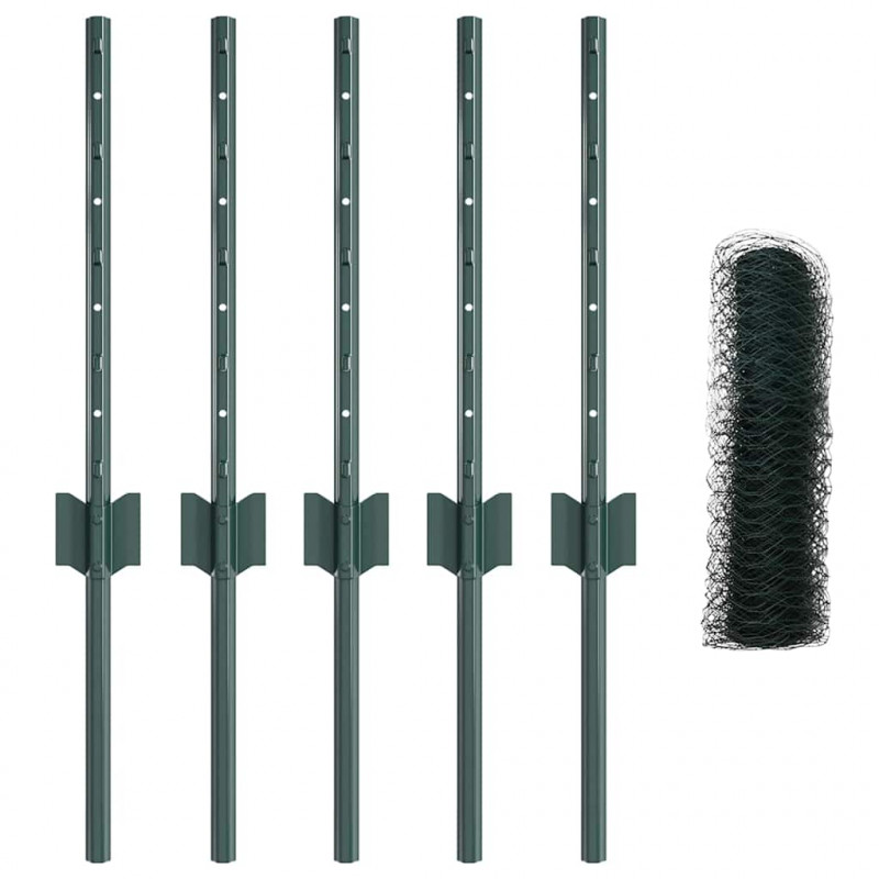 Ogrodzenie z słupkiem Zielony 0,4 x 10 m Stal i PVC