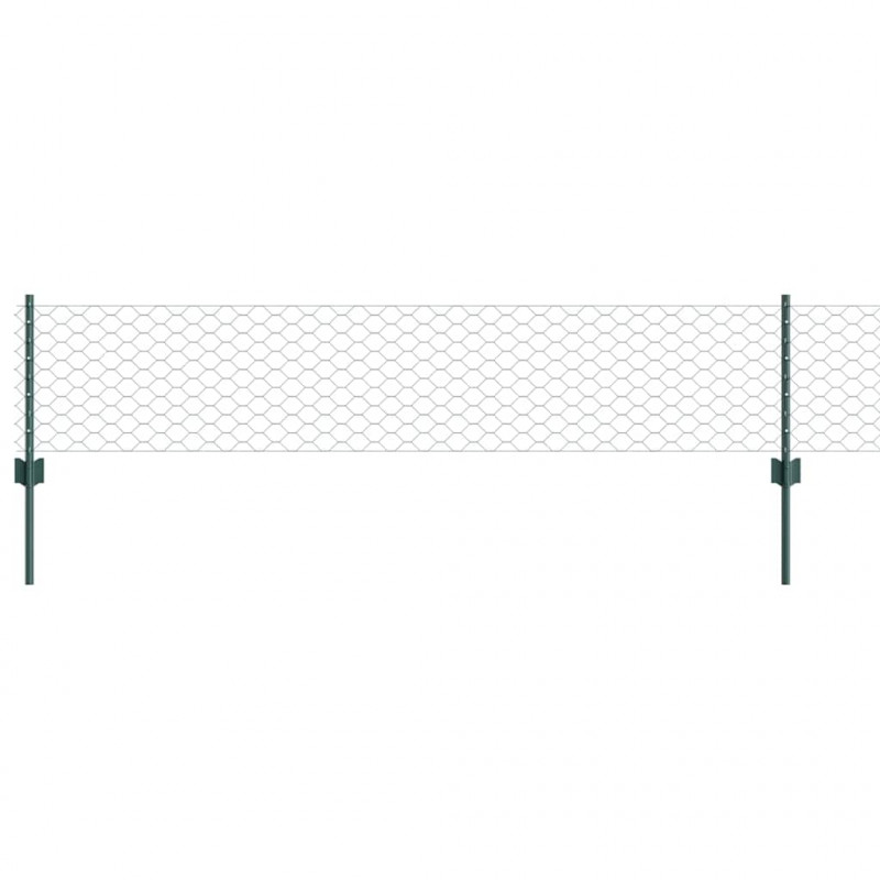 Ogrodzenie z słupkiem Zielony 0,4 x 10 m Stal i PVC
