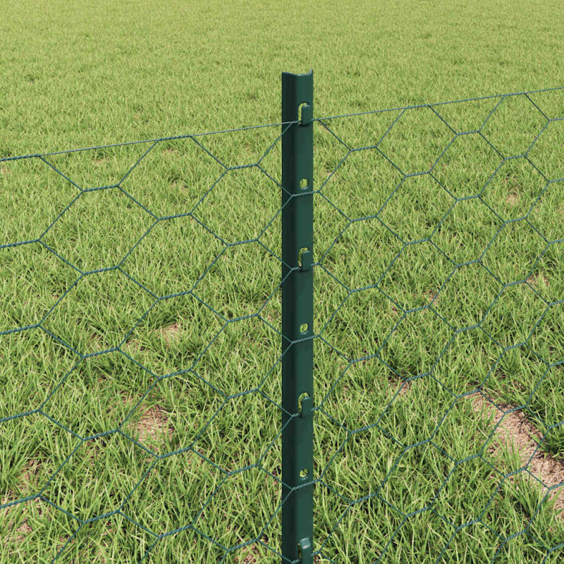 Ogrodzenie z słupkiem Zielony 0,4 x 10 m Stal i PVC