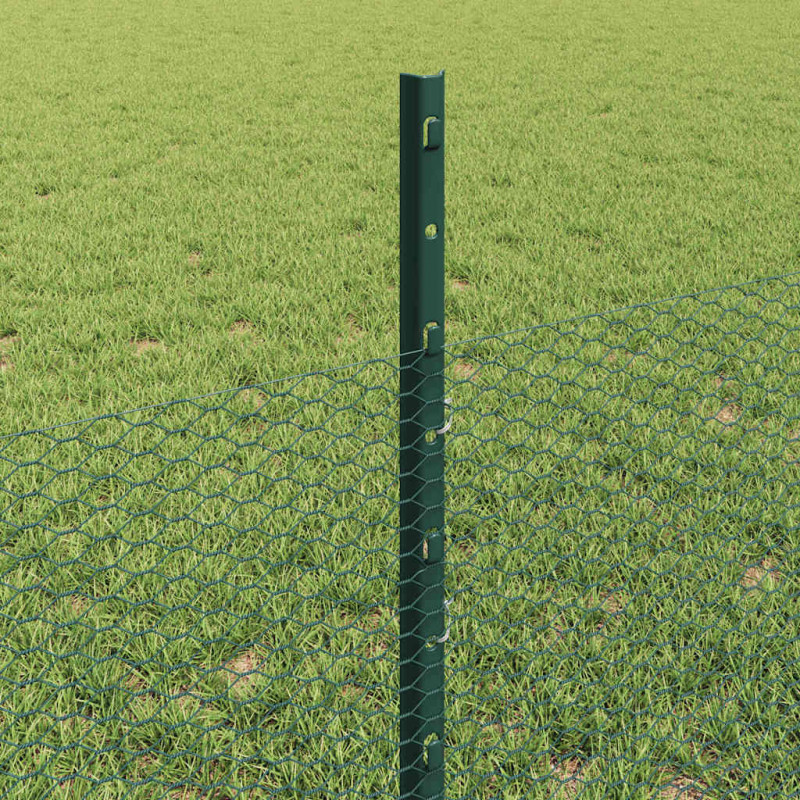 Ogrodzenie z słupkiem Zielony 0,5 x 10 m Stal i PVC