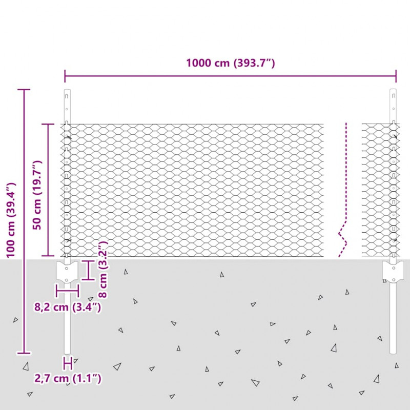 Ogrodzenie z słupkiem Zielony 0,5 x 10 m Stal i PVC