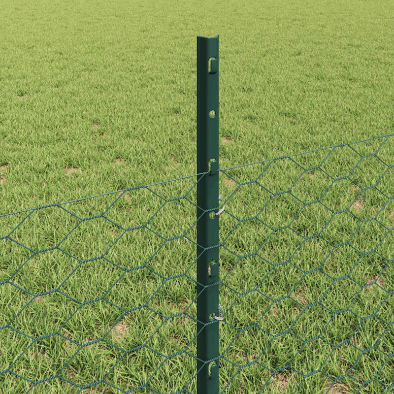 Ogrodzenie z słupkiem Zielony 0,5 x 10 m Stal i PVC