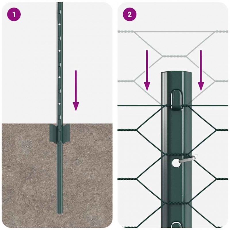 Ogrodzenie z słupkiem Zielony 0,5 x 10 m Stal i PVC