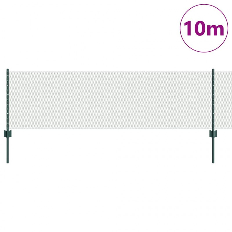 Ogrodzenie z słupkiem Zielony 0,6 x 10 m Stal i PVC