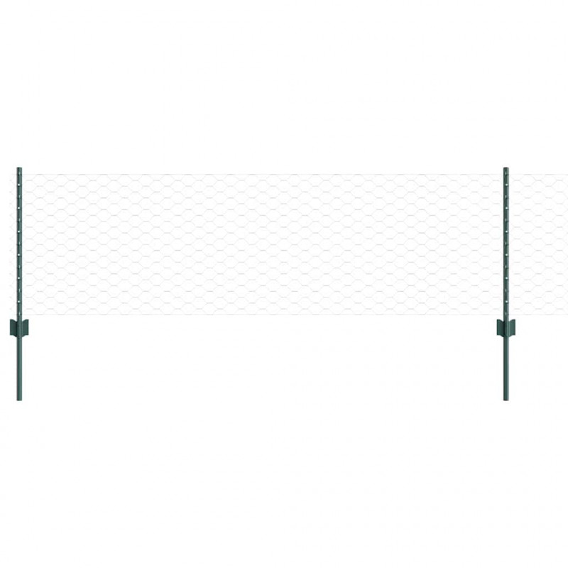 Ogrodzenie z słupkiem Zielony 0,6 x 10 m Stal i PVC