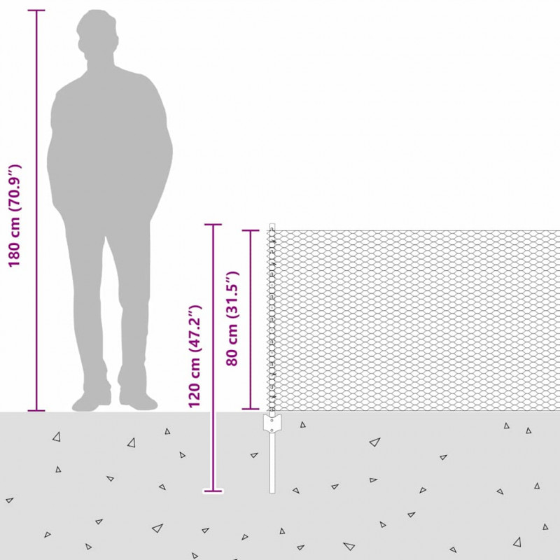 Ogrodzenie z słupkiem Zielony 0,8 x 10 m Stal i PVC