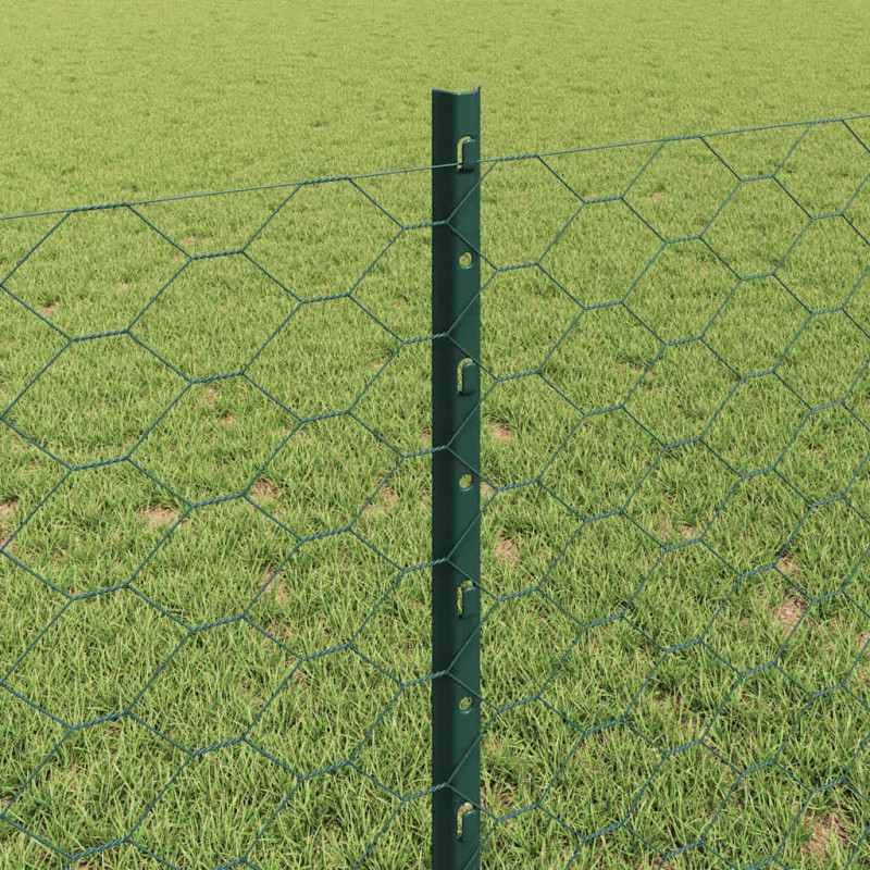 Ogrodzenie z słupkiem Zielony 0,8 x 10 m Stal i PVC