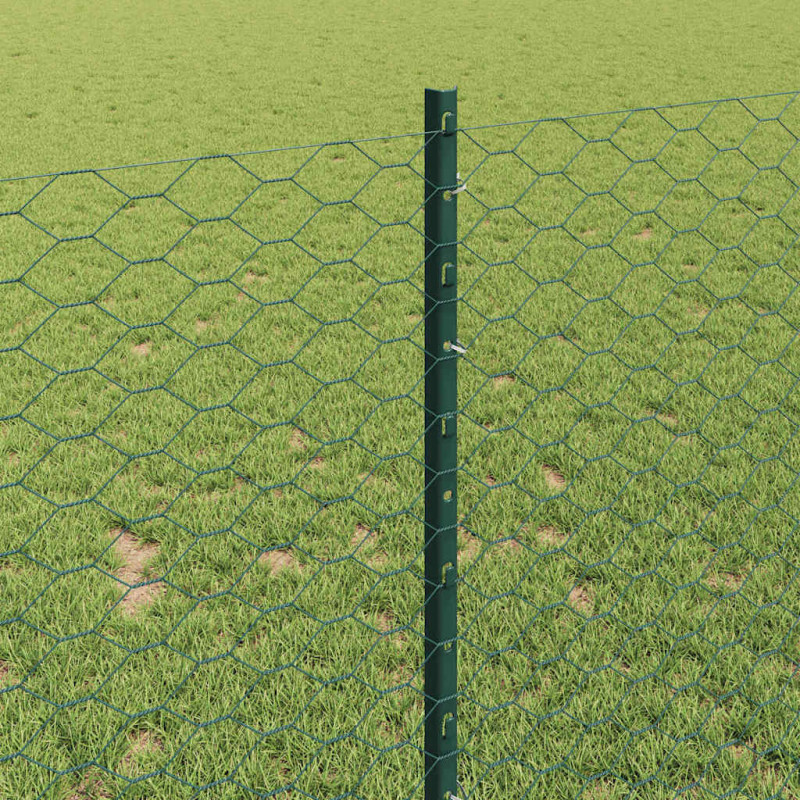 Ogrodzenie z słupkiem Zielony 1 x 10 m Stal i PVC